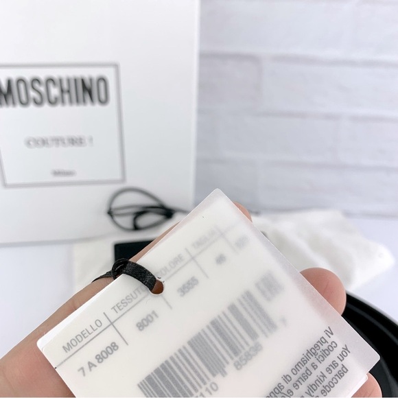 NEW! MOSCHINO Couture Thin Leather Logo Belt Black Silver 90 CM main image 7